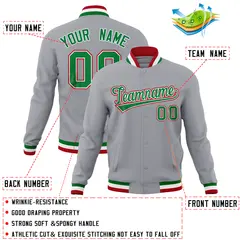 Gray Classic Varsity Full-Snap Letterman Baseball Jacket 4