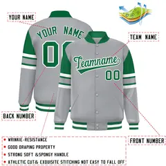 Gray Color Block Varsity Full-Snap Letterman Jacket 2