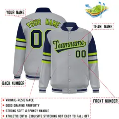 Gray Color Block Varsity Full-Snap Letterman Jacket 2