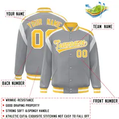 Gray Color Block Varsity Full-Snap Letterman Jacket 2