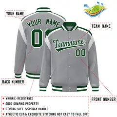 Gray Color Block Varsity Full-Snap Letterman Jacket 2