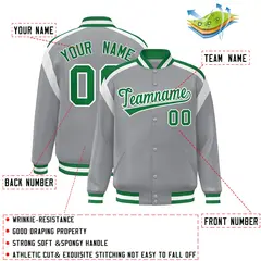 Gray Color Block Varsity Full-Snap Letterman Jacket 2