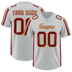 Gray Crimson and Old Gold Side Stripe Football Jersey 1