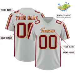 Gray Crimson and Old Gold Side Stripe Football Jersey 2