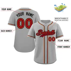 Gray Crimson-Black Authentic Classic Baseball Jersey 2