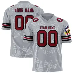 Gray Crimson-Black Graffiti Line Authentic Football Jersey 1