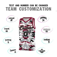 Gray Crimson-Black-White Camo Basketball Jersey 4