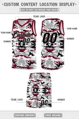 Gray Crimson-Black-White Camo Basketball Jersey 5