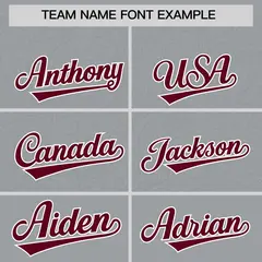 Gray Crimson Floral Gradient Full Button Baseball Jersey 3