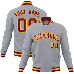 Gray Crimson-Gold Classic Varsity Full-Snap Letterman Jacket 1