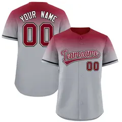 Gray Crimson Gradient Authentic Baseball Jersey 1