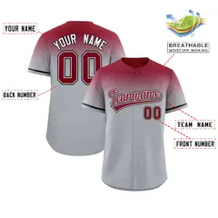 Gray Crimson Gradient Authentic Baseball Jersey 2