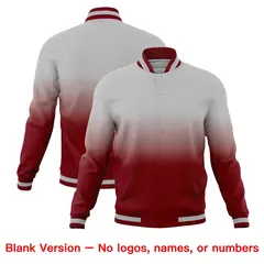 Gray Crimson Gradient Full-Snap Fashion Letterman Jacket 7