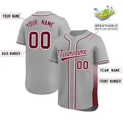 Gray Crimson Gradient Side Authentic Baseball Jersey 2