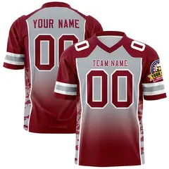 Gray Crimson Gradient Side Pattern Authentic Football Jersey