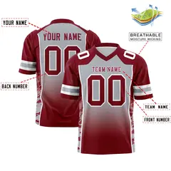Gray Crimson Gradient Side Pattern Authentic Football Jersey 2
