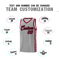 Gray Crimson Indians Pattern Basketball Uniform Jersey 4