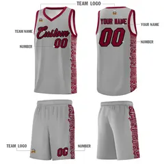 Gray Crimson Indians Pattern Basketball Uniform Jersey 5