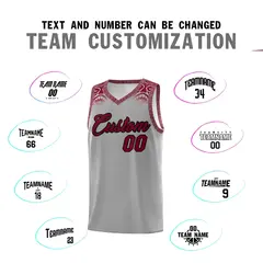 Gray Crimson Indians Print Basketball Jersey 4