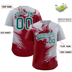 Gray Crimson Ink Pattern Authentic Baseball Jersey 2