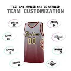 Gray Crimson-Khaki Flame Gradient Basketball Jersey 4