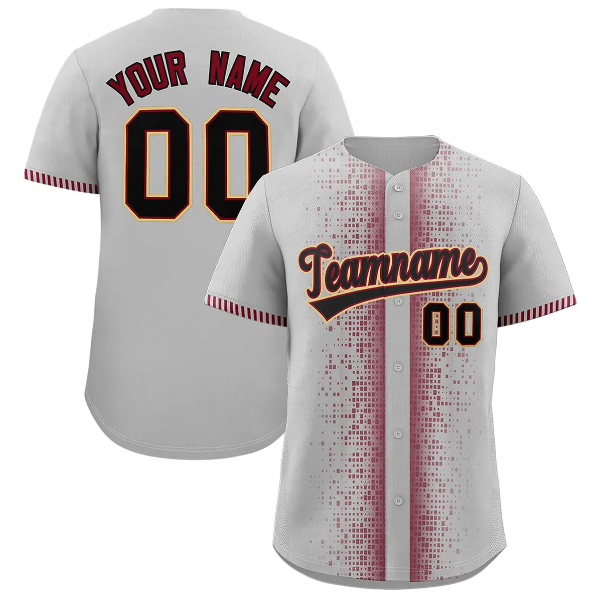 Gray Crimson Phonetic Rhythm Authentic Baseball Jersey