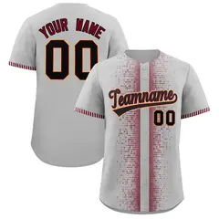 Gray Crimson Phonetic Rhythm Authentic Baseball Jersey 1