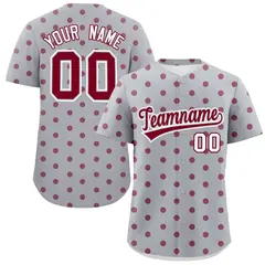 Gray Crimson Polka Dot Graffiti Authentic Baseball Jersey 1