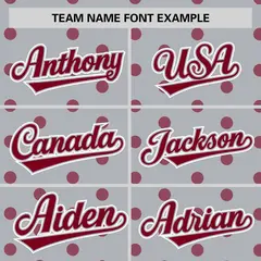 Gray Crimson Polka Dot Graffiti Authentic Baseball Jersey 3