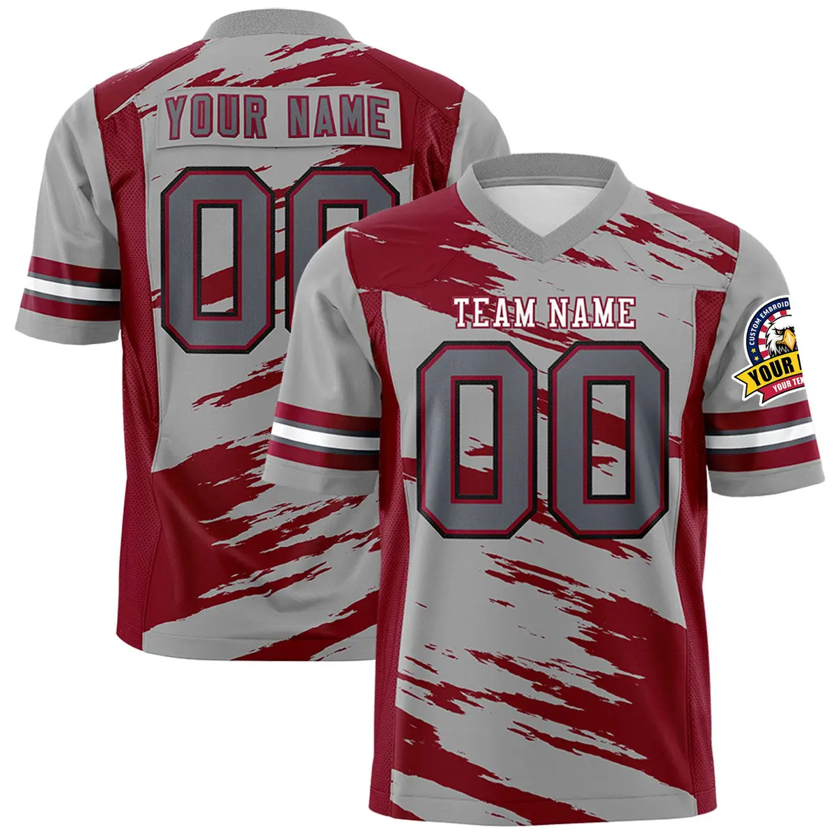 Gray Crimson Scratch Pattern Authentic Football Jersey