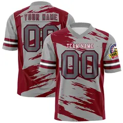 Gray Crimson Scratch Pattern Authentic Football Jersey