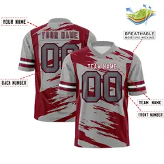 Gray Crimson Scratch Pattern Authentic Football Jersey 2