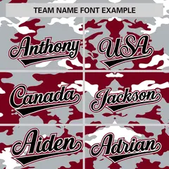 Gray Crimson-White Camo Full-Zip Letterman Bomber Jacket 3