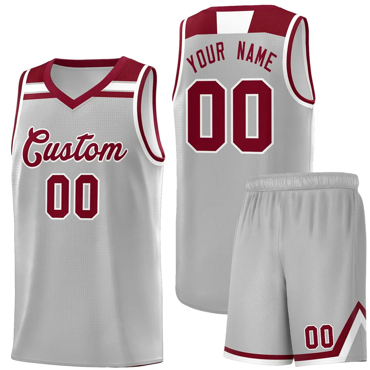 Gray Crimson-White Classic Basketball Jersey
