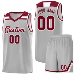 Gray Crimson-White Classic Basketball Jersey