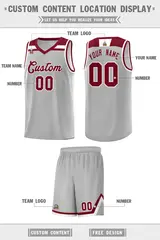 Gray Crimson-White Classic Basketball Jersey 2