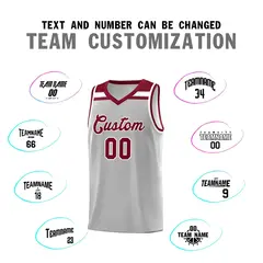 Gray Crimson-White Classic Basketball Jersey 3