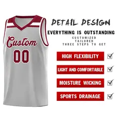 Gray Crimson-White Classic Basketball Jersey 4