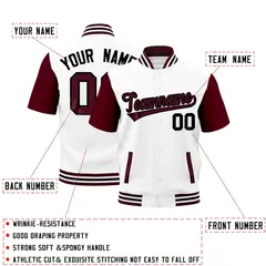 Gray Crimson White Full-Snap Short Sleeve Varsity Jacket 2