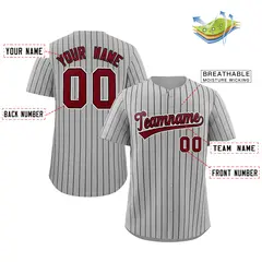 Gray Crimson-White Stripe Fashion Baseball Jersey 2
