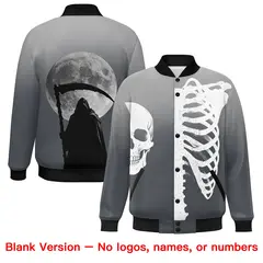Gray Dark Gray Black Halloween Skeleton Graffiti Varsity Jacket Moisture-Wicking 8