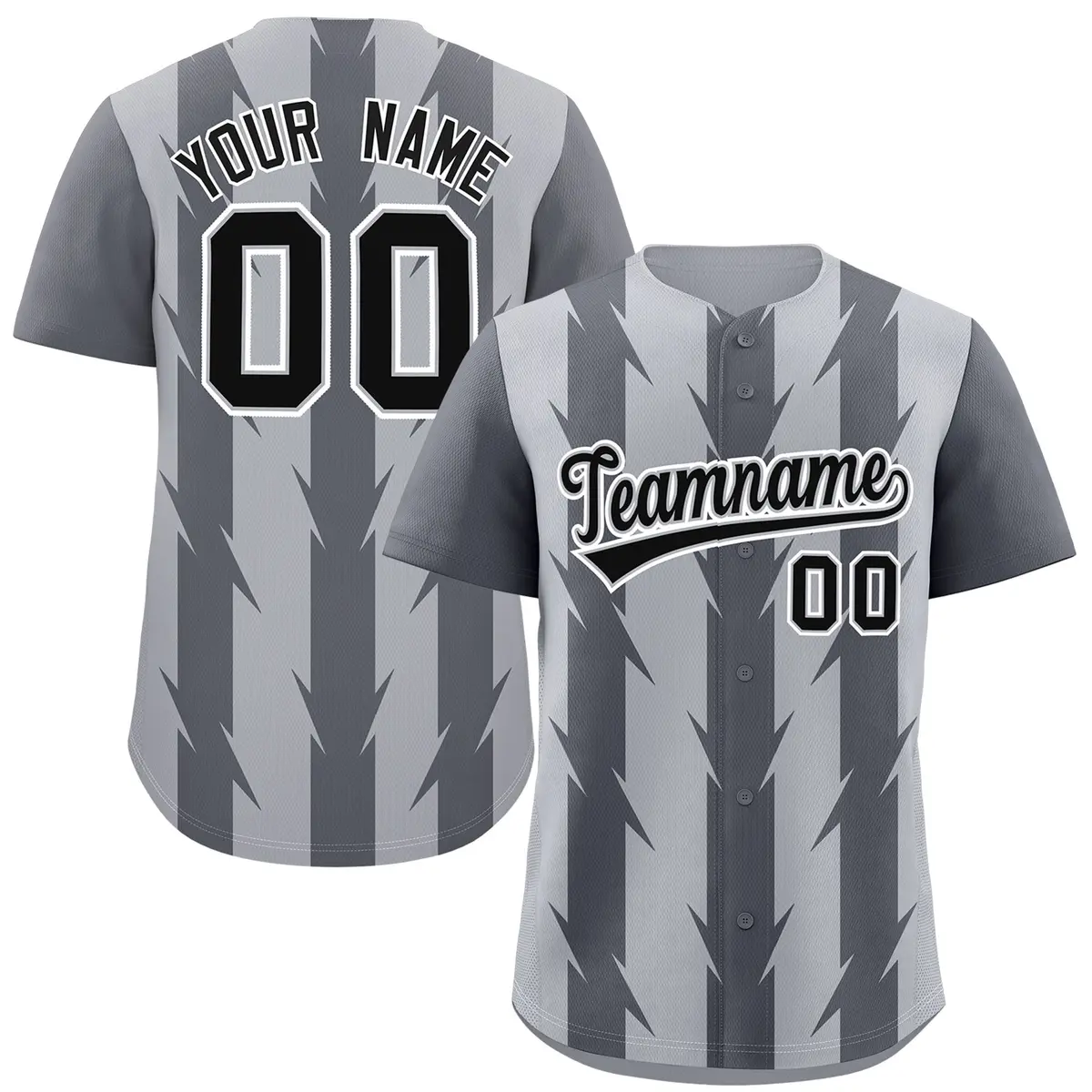 Gray Dark Gray Blade Pattern Raglan Baseball Jersey