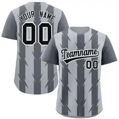 Gray Dark Gray Blade Pattern Raglan Baseball Jersey