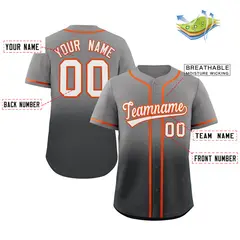 Gray Dark Gray Gradient Fashion Baseball Jersey 2
