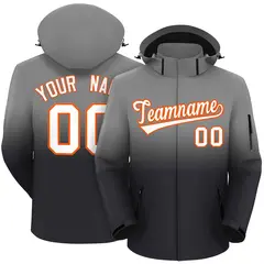 Gray Dark Gray Gradient Hooded Outdoor Waterproof Jacket