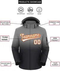 Gray Dark Gray Gradient Hooded Outdoor Waterproof Jacket 2