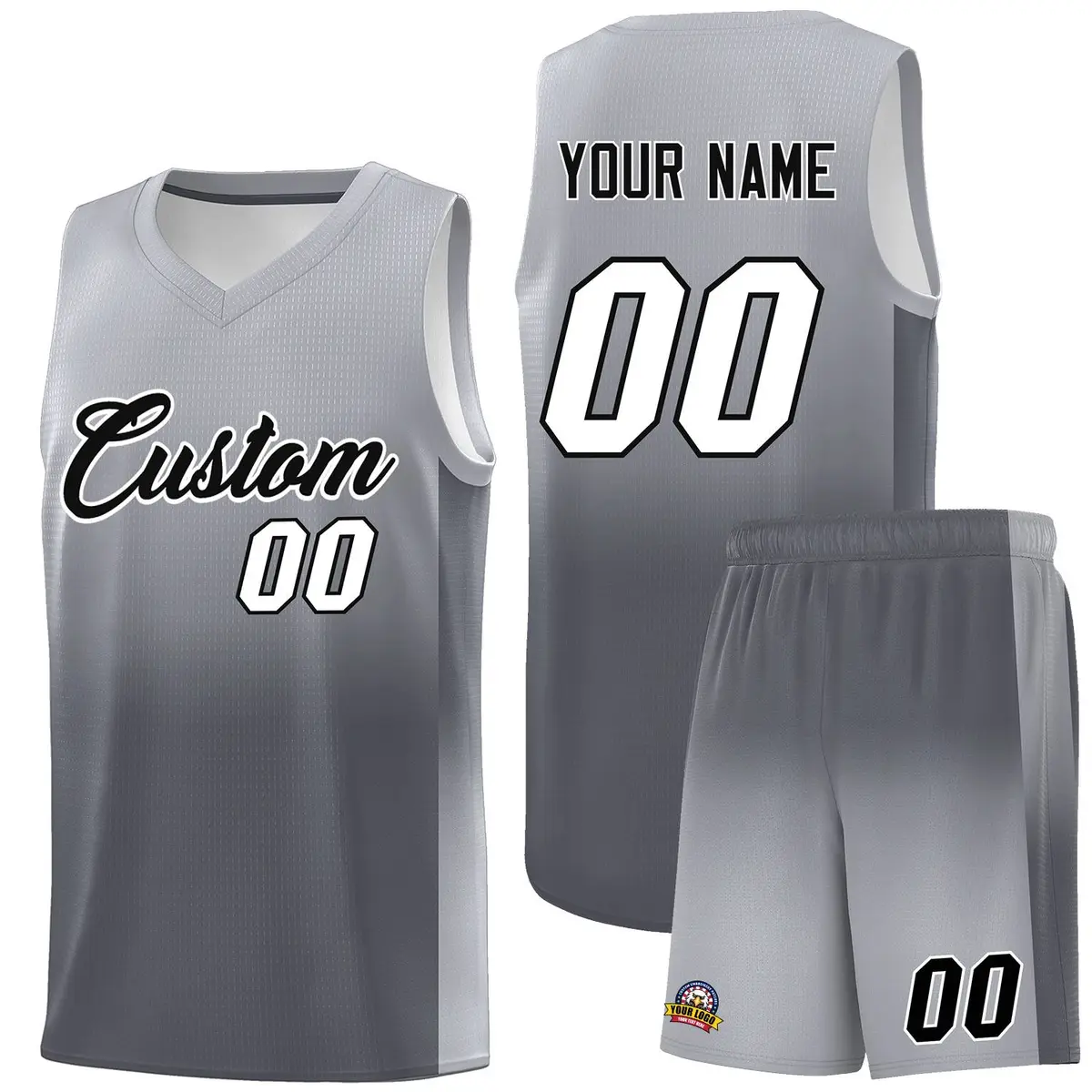 Gray Dark Gray Gradient Sports Uniform Basketball Jersey