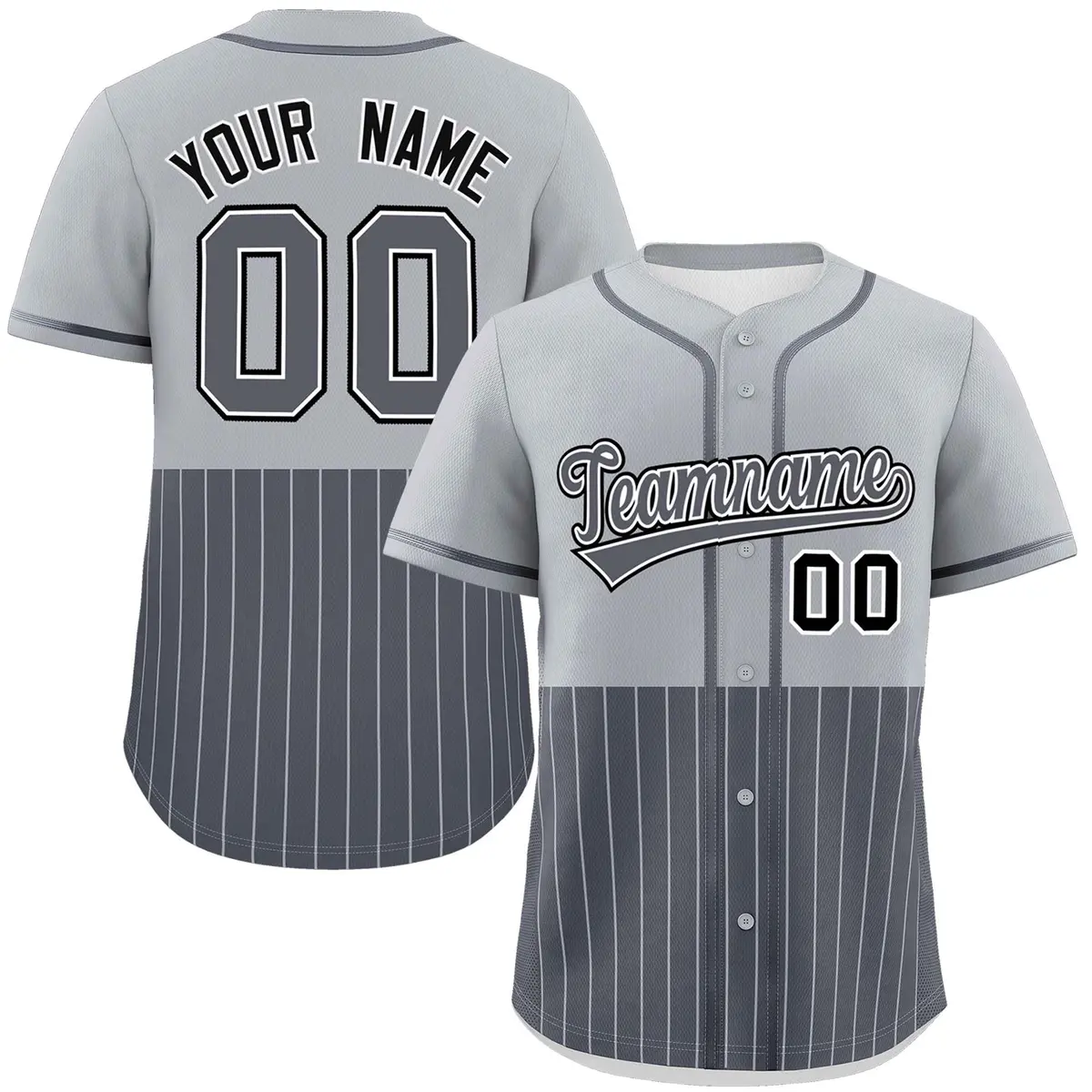 Gray Dark Gray Half Stripe Authentic Baseball Jersey