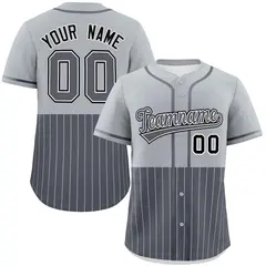 Gray Dark Gray Half Stripe Authentic Baseball Jersey 1