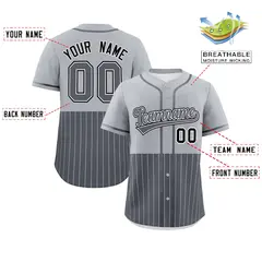Gray Dark Gray Half Stripe Authentic Baseball Jersey 2